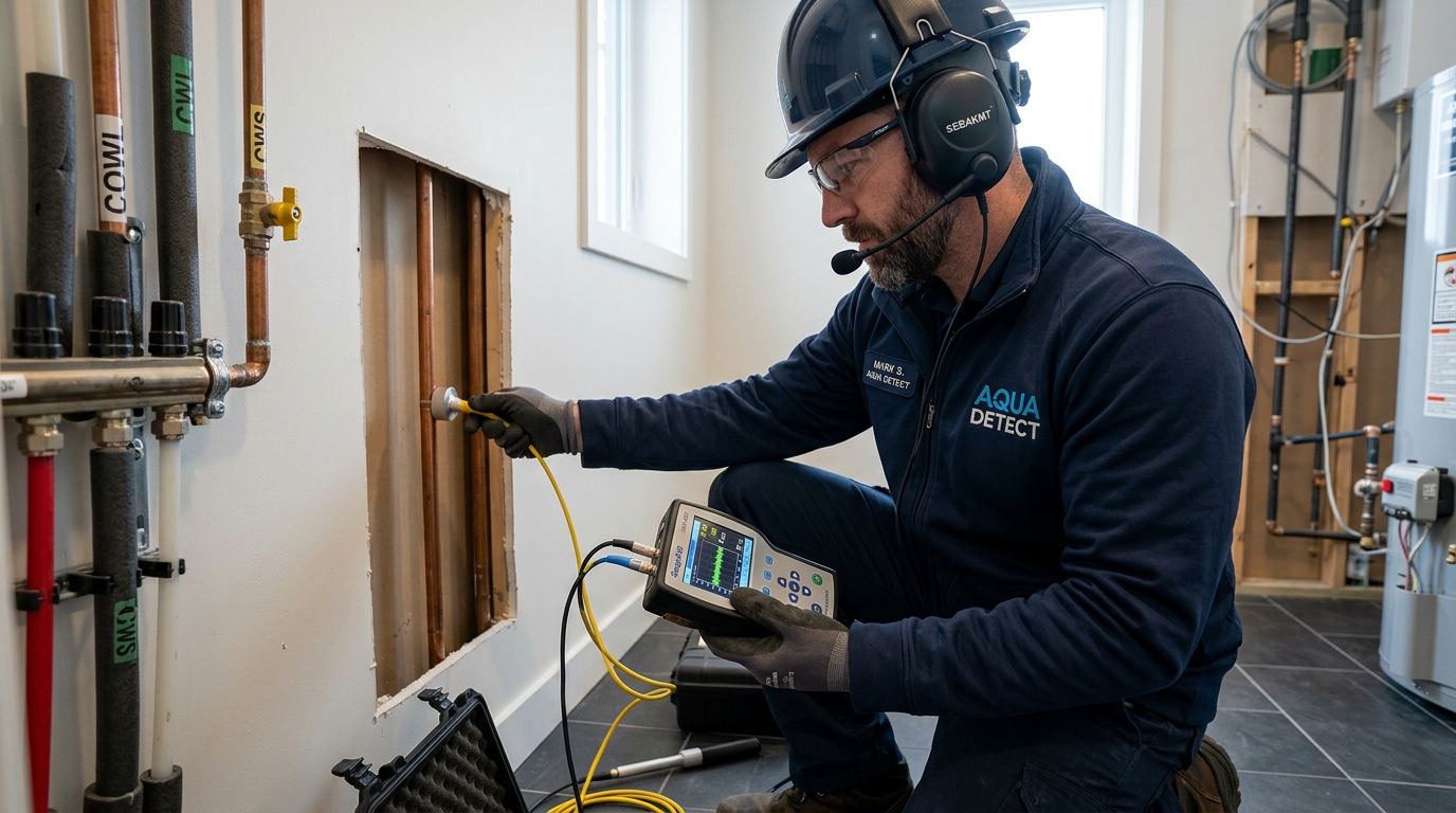 Technician testing plumbing lines in Moon Valley home
